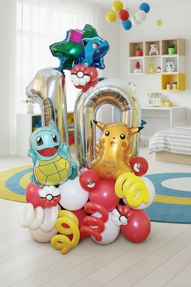 Pokemon Birthday Number Balloon Bouquet