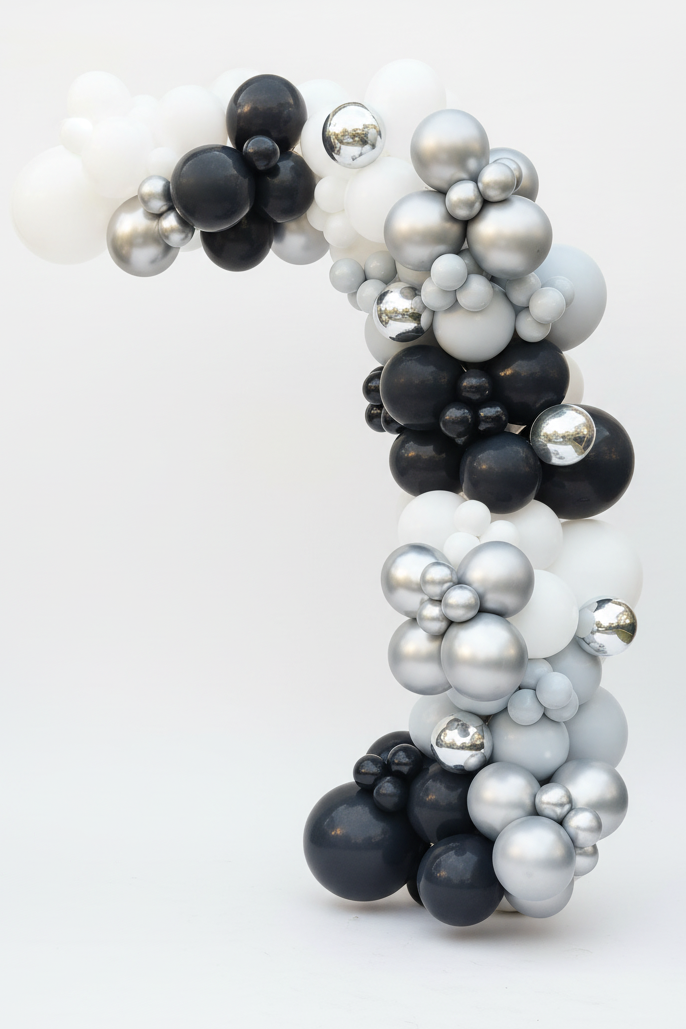 "Silver and Black" Balloon Garland To Go