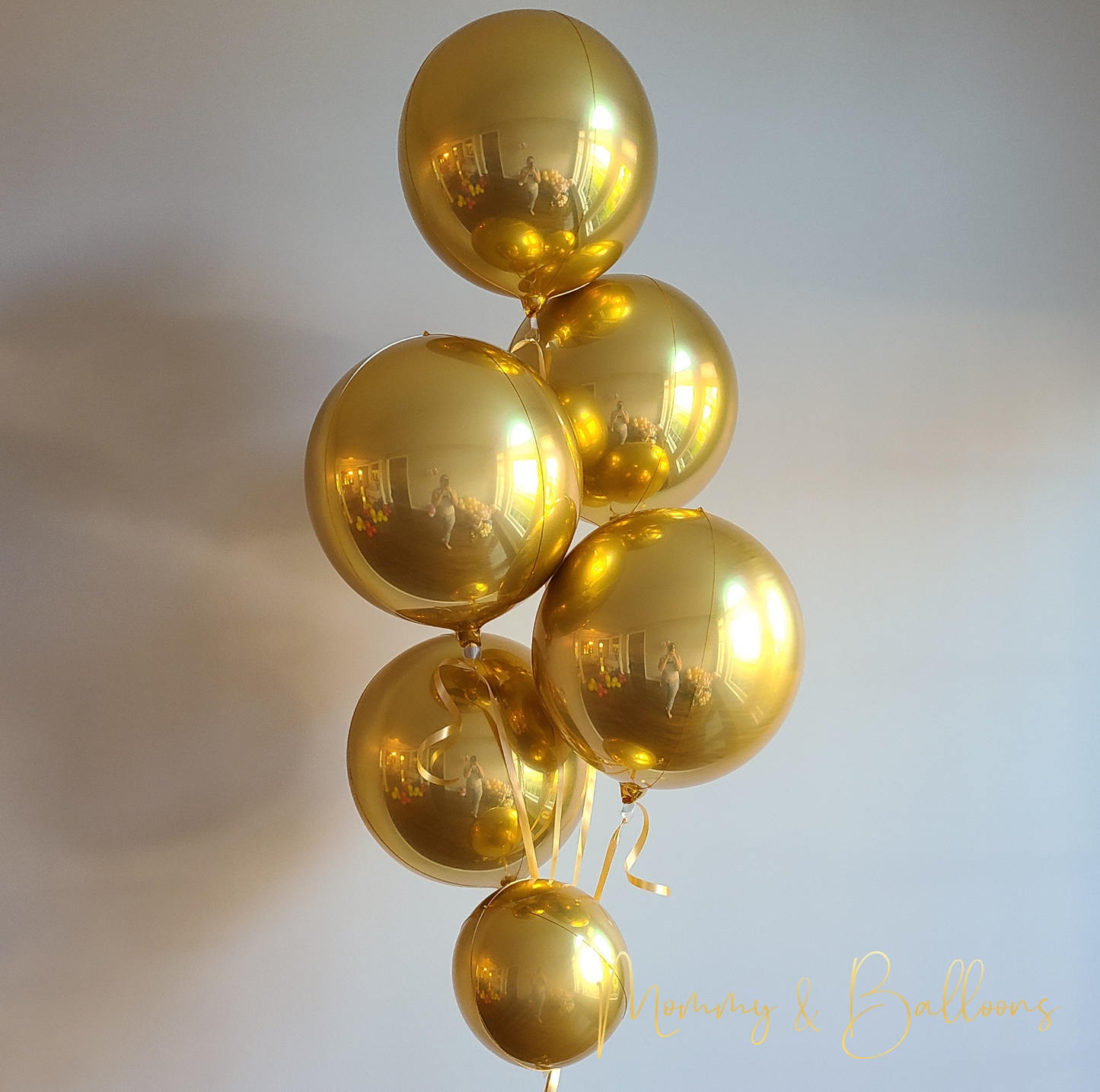 "Gold" Shiny Orbz Helium Balloons (6 total)