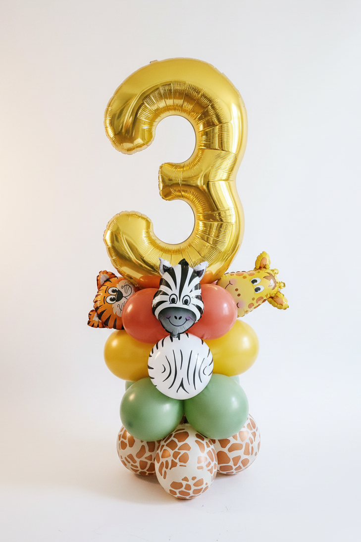 Safari Birthday Number Balloon Bouquet