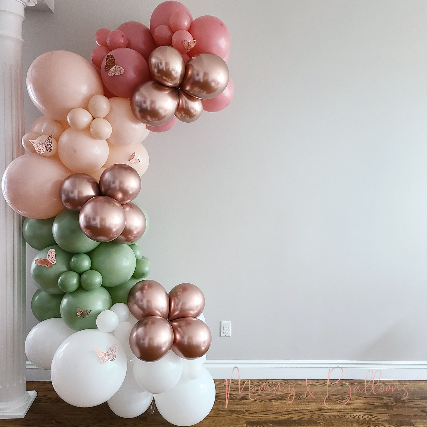 "Rose Gold Butterflies" Balloon Garland To Go