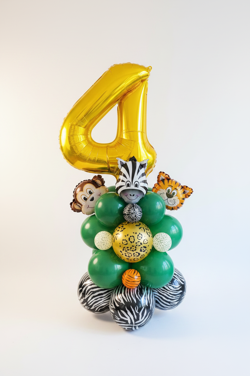 Safari Birthday Number Balloon Bouquet