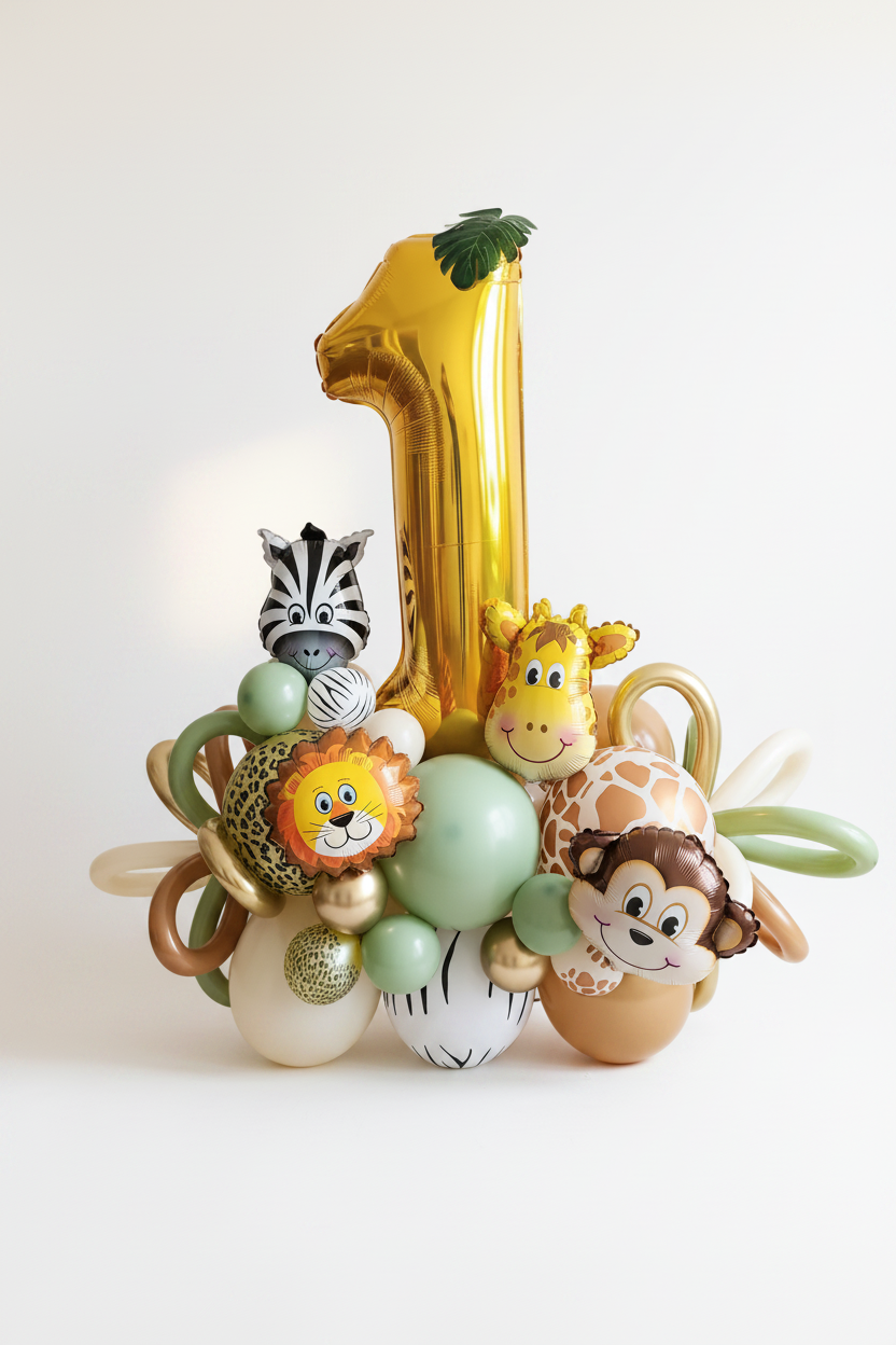Safari Birthday Number Balloon Bouquet