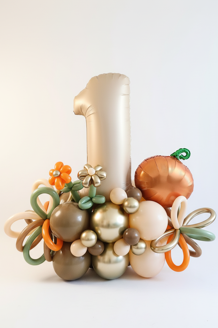 Pumpkin Birthday Number Balloon Bouquet
