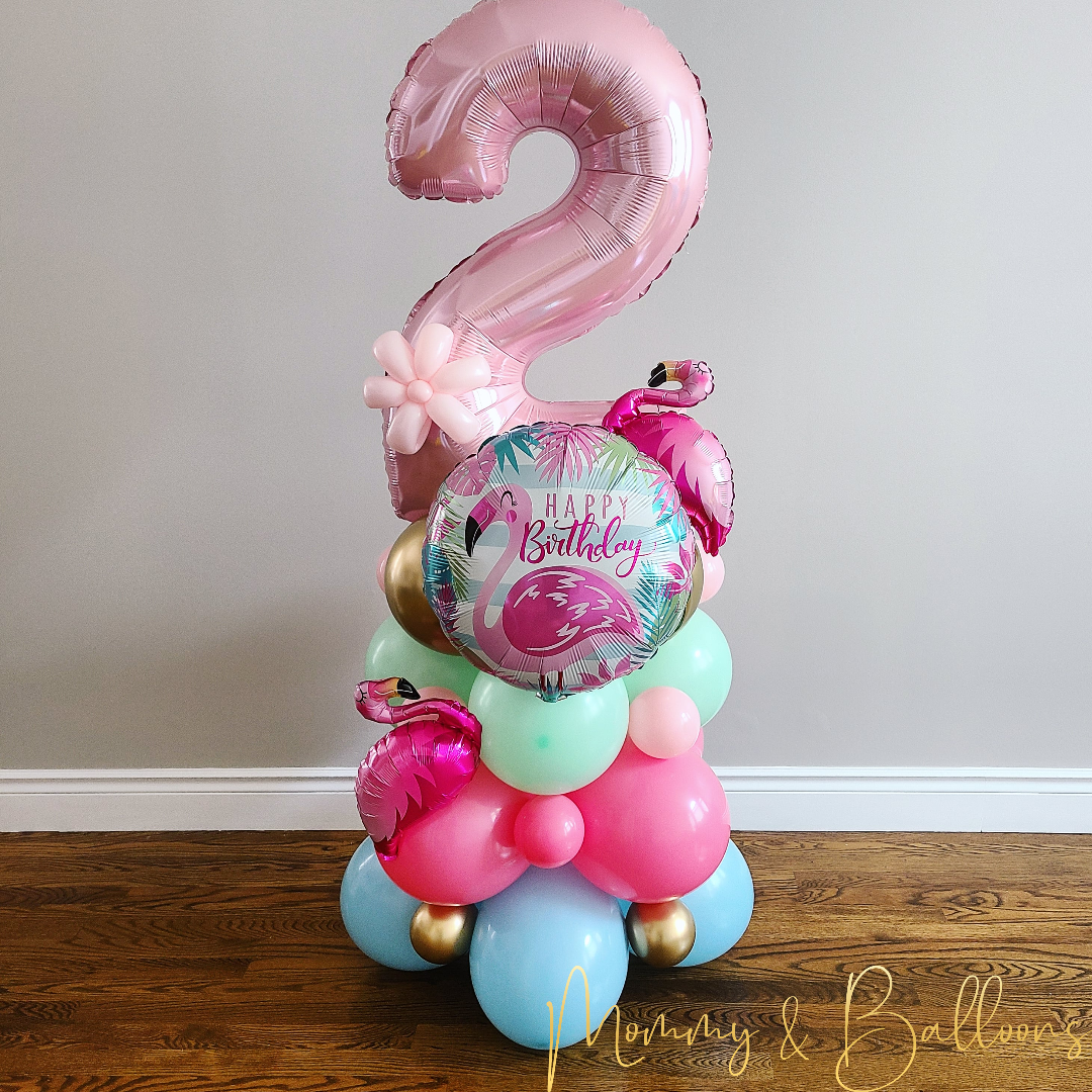 "Flamingo" Simple Number Balloon Bouquet