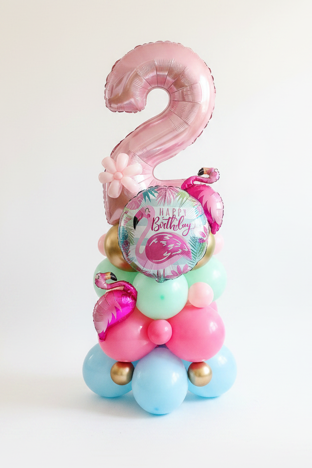 Flamingo Birthday Number Balloon Bouquet