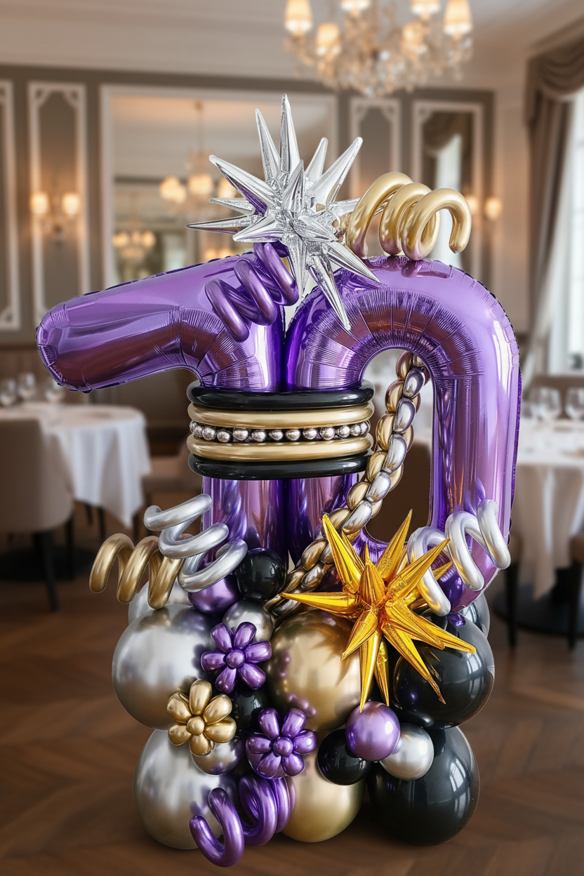 "Purple" Number Balloon Bouquet