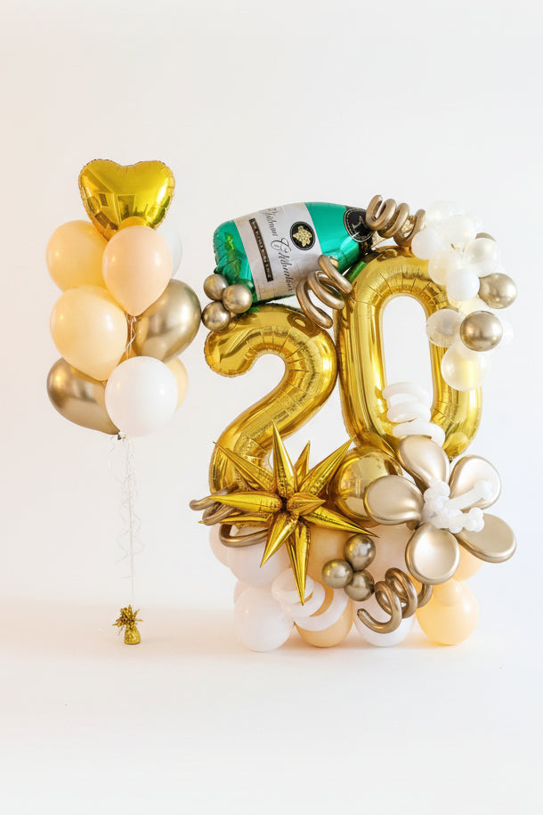 Champagne Birthday Number Balloon Bouquet