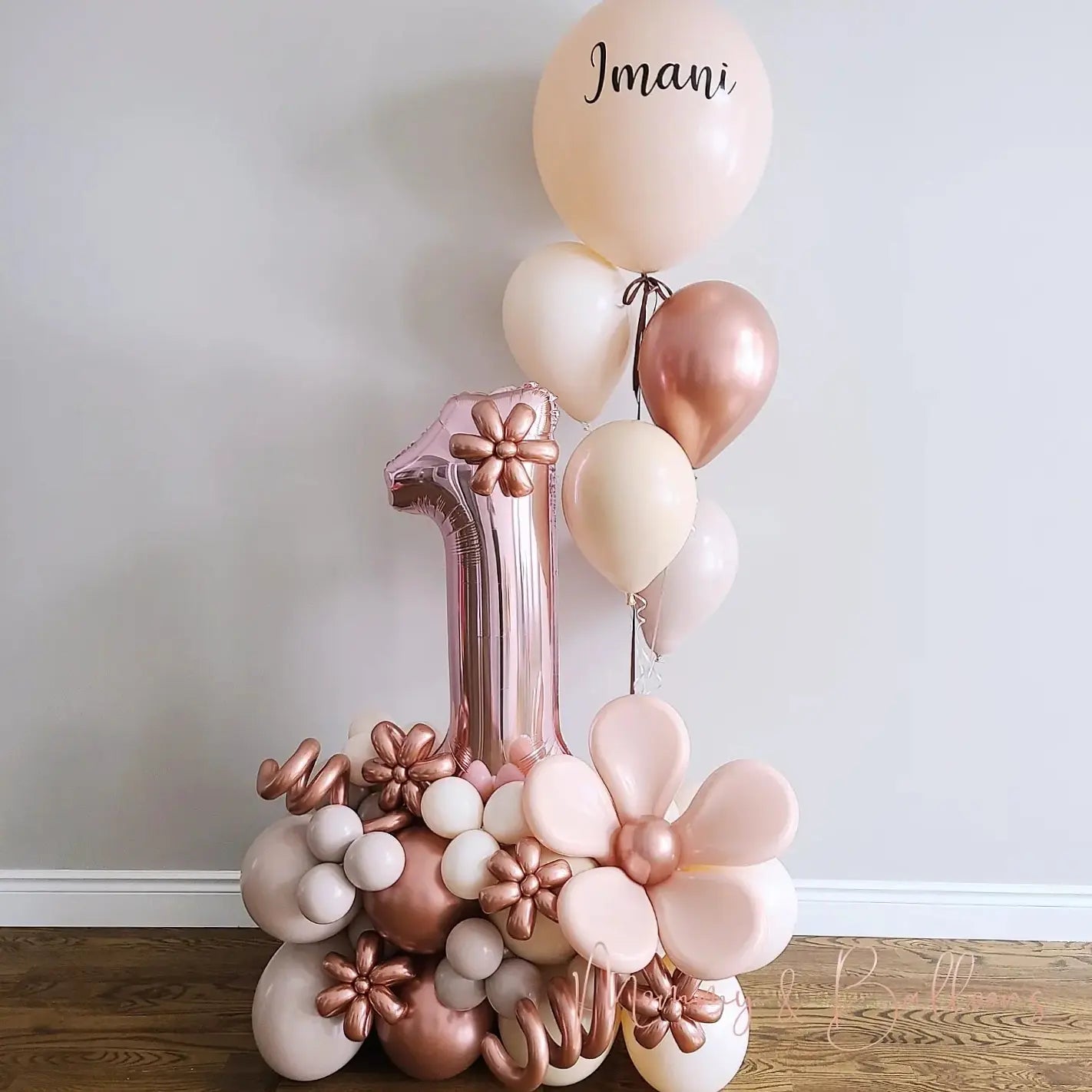 "Rose Gold and Blush" Number Balloon Bouquet