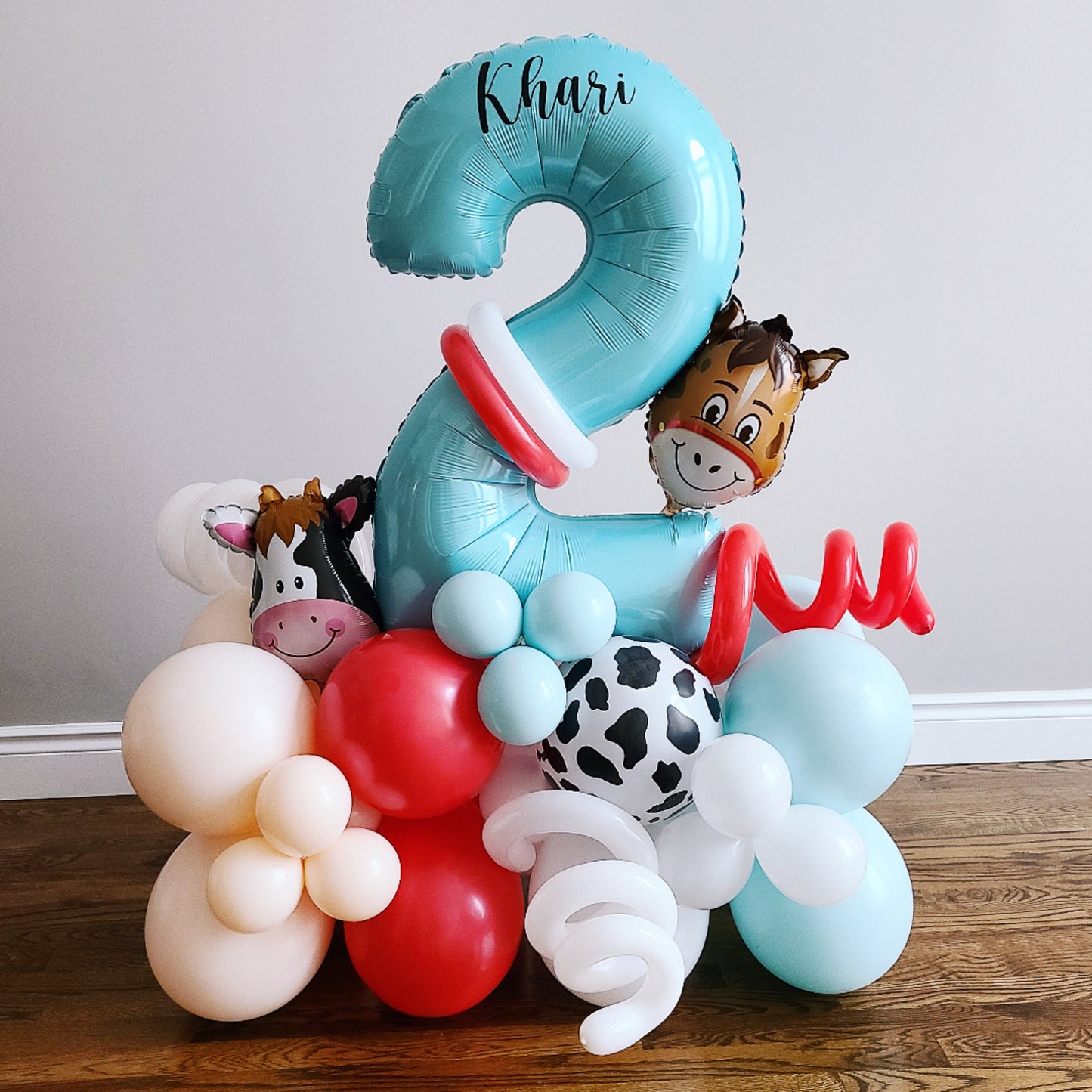 "On the farm" Number Balloon Bouquet
