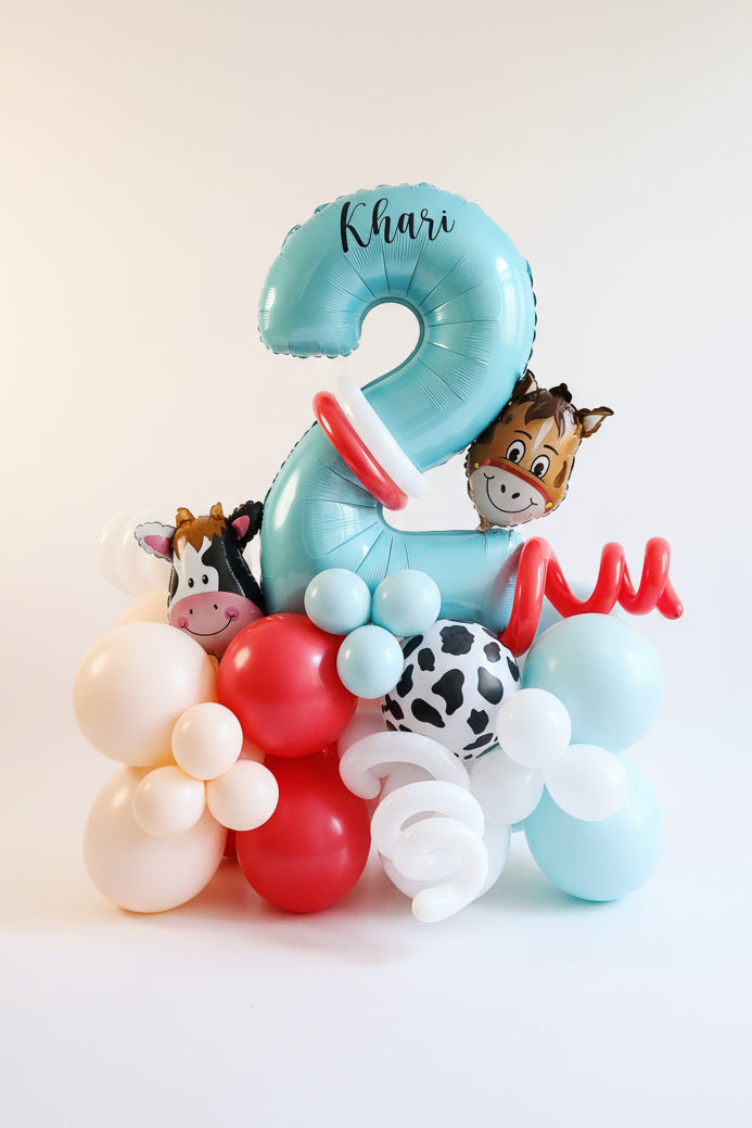 On the farm Birthday Number Balloon Bouquet