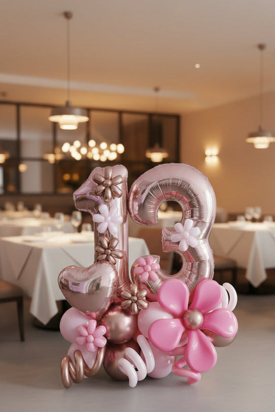 Rose Gold Birthday Number Balloon Bouquet