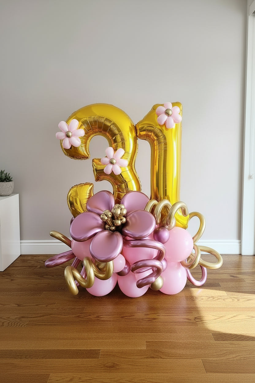 Muave Birthday Number Balloon Bouquet