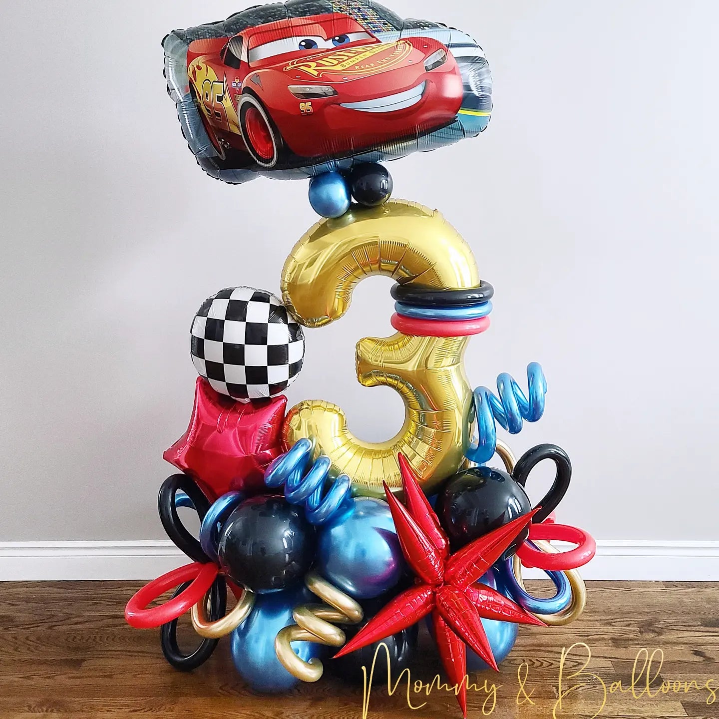 "Lightning McQueen" Number Balloon Bouquet
