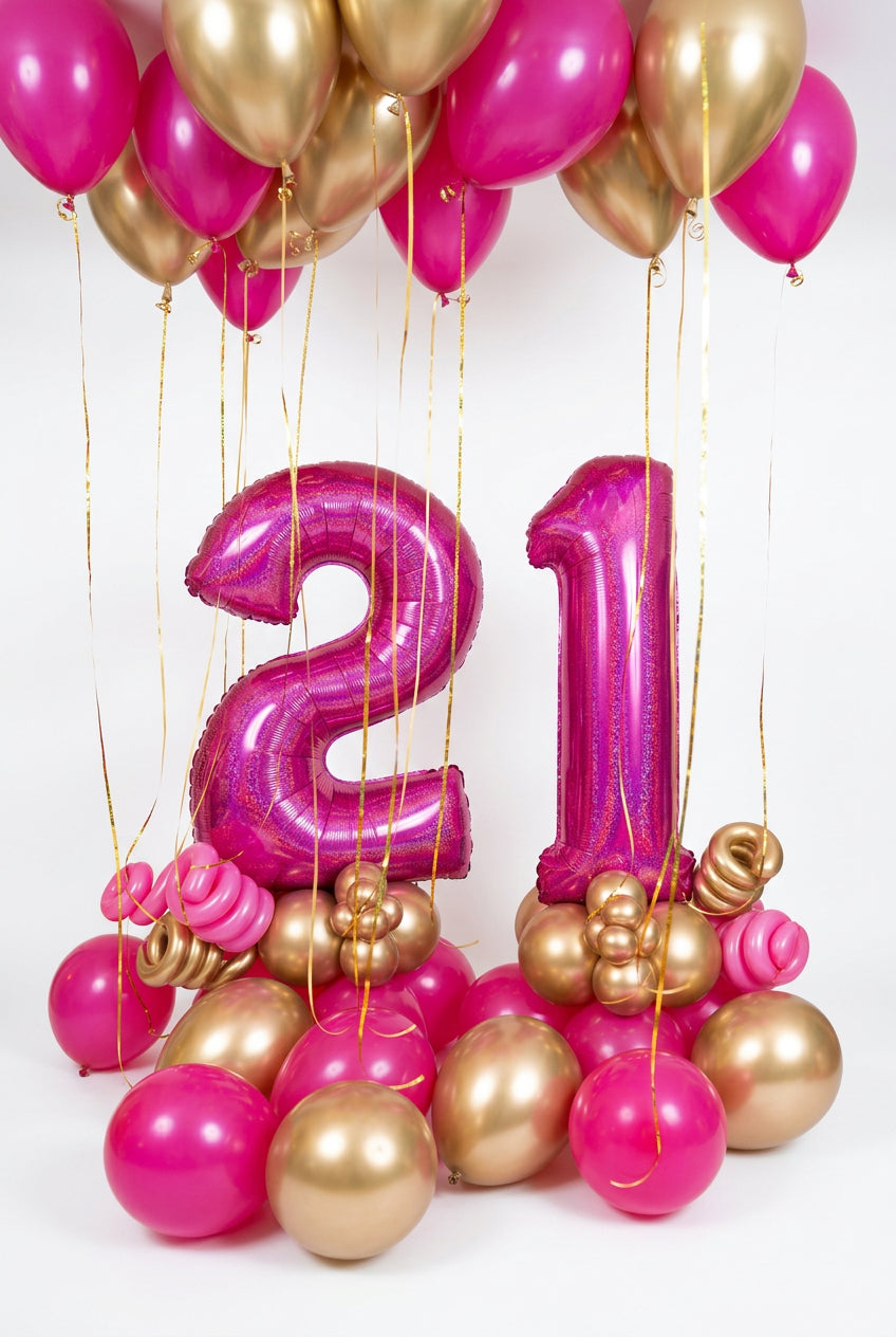"21 Birthday" Helium Balloons Celebration Set