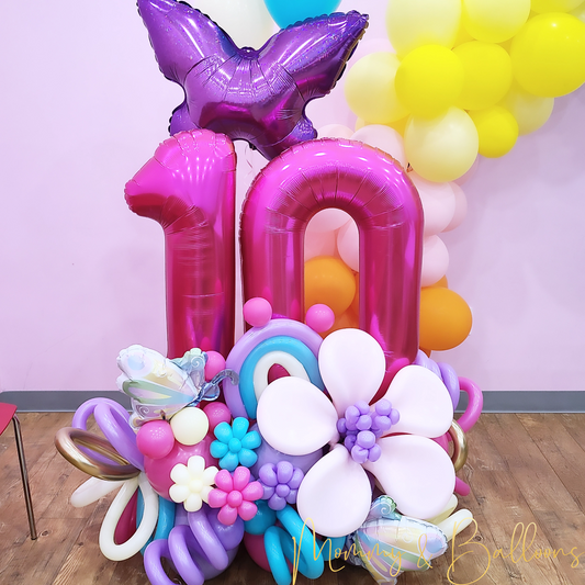 "Purple Butterfly" Number Balloon Bouquet