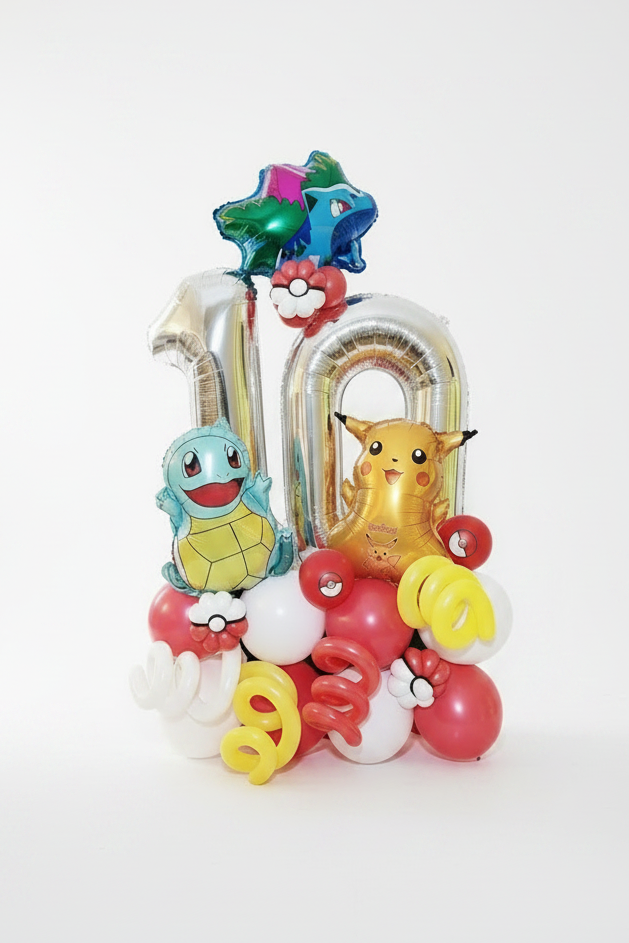 Pokemon Birthday Number Balloon Bouquet