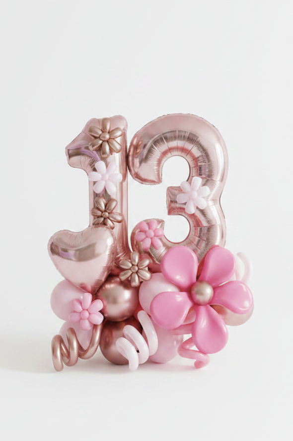 Rose Gold Birthday Number Balloon Bouquet