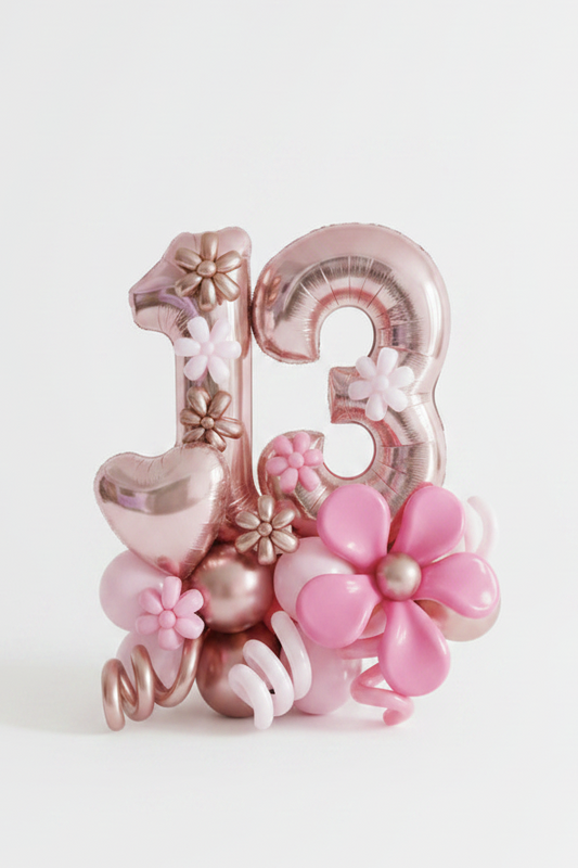 Rose Gold Birthday Number Balloon Bouquet