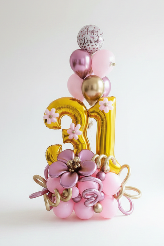 Muave Birthday Number Balloon Bouquet