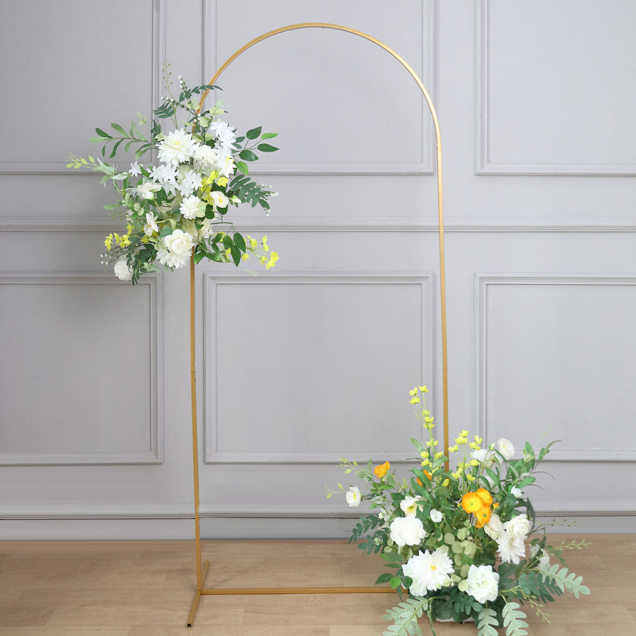 Gold Metal Wedding Arch Chiara Backdrop Stand Floral/Balloon Display Frame With Round Top 6ft (for RENT)