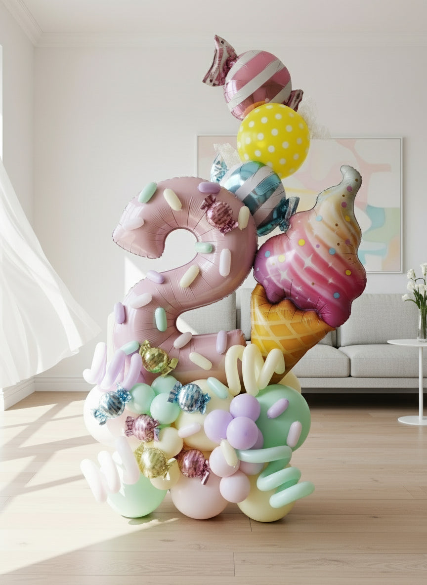 "Two Sweet" Number Balloon Bouquet