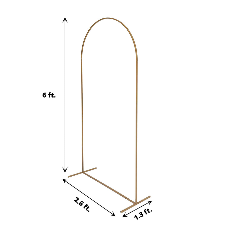 Gold Metal Wedding Arch Chiara Backdrop Stand Floral/Balloon Display Frame With Round Top 6ft (for RENT)