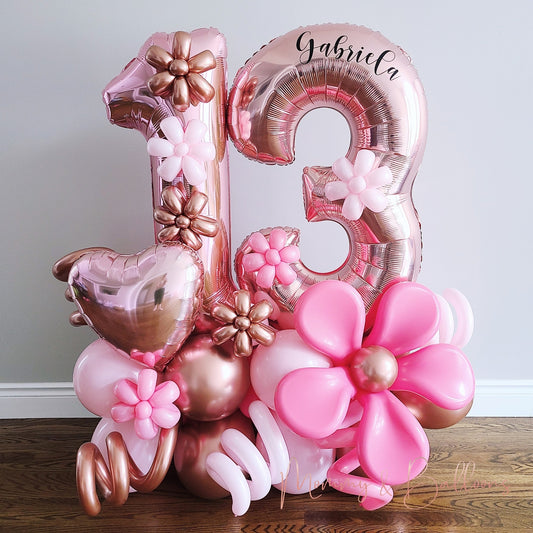 "Rose Gold" Number Balloon Bouquet