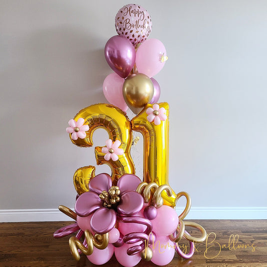 "Muave" Number Balloon Bouquet