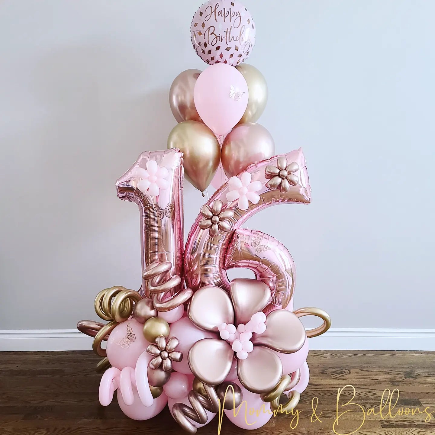 "Rose Gold" Number Balloon Bouquet